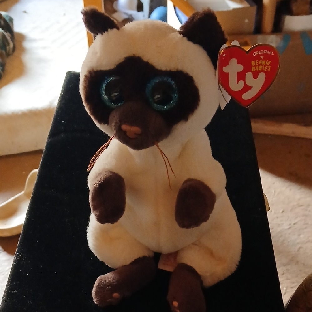Ty Beanie Babies Cream and Brown Plush Cat